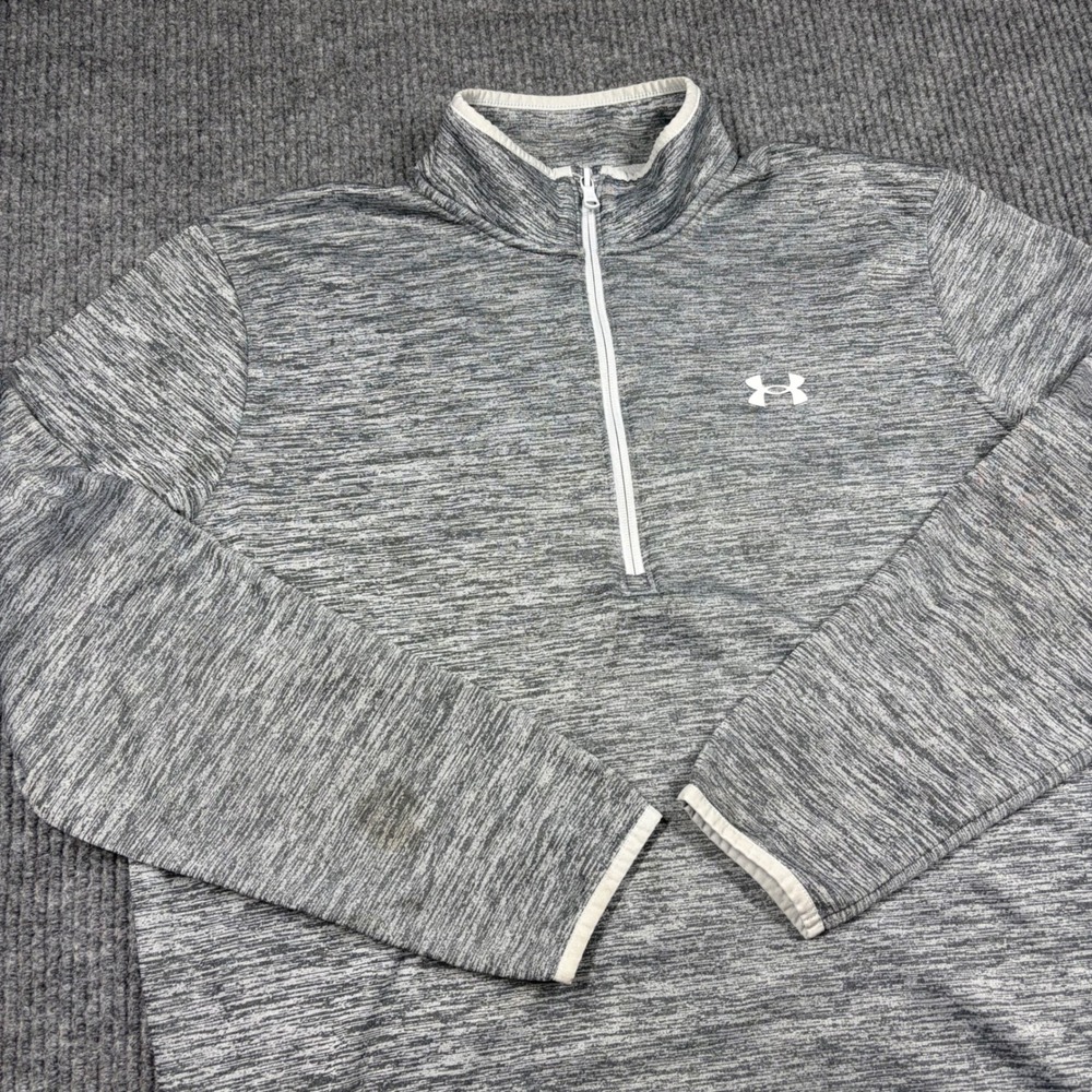 Under Armour Pullover Mens L ColdGear Gray Space Dye 1/4 Zip Sweatshirt Loose